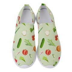 Seamless Pattern With Vegetables  Delicious Vegetables Women s Slip On Sneakers by SychEva