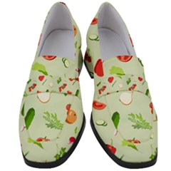 Seamless Pattern With Vegetables  Delicious Vegetables Women s Chunky Heel Loafers by SychEva