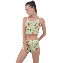 Seamless Pattern With Vegetables  Delicious Vegetables Summer Cropped Co-ord Set by SychEva