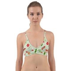 Seamless Pattern With Vegetables  Delicious Vegetables Wrap Around Bikini Top by SychEva