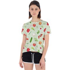 Seamless Pattern With Vegetables  Delicious Vegetables Open Back Sport Tee by SychEva