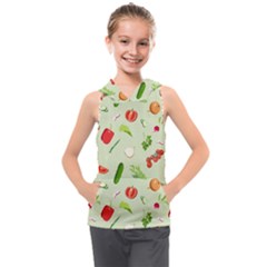 Seamless Pattern With Vegetables  Delicious Vegetables Kids  Sleeveless Hoodie by SychEva