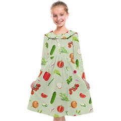 Seamless Pattern With Vegetables  Delicious Vegetables Kids  Midi Sailor Dress by SychEva