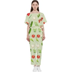 Seamless Pattern With Vegetables  Delicious Vegetables Batwing Lightweight Jumpsuit by SychEva