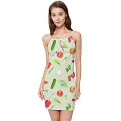 Seamless Pattern With Vegetables  Delicious Vegetables Summer Tie Front Dress