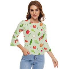 Seamless Pattern With Vegetables  Delicious Vegetables Bell Sleeve Top