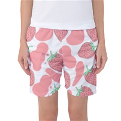 Strawberry Cow Pet Women s Basketball Shorts by Magicworlddreamarts1