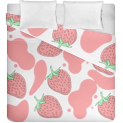 Strawberry Cow Pet Duvet Cover Double Side (king Size) by Magicworlddreamarts1