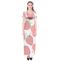 Strawberry Cow Pet Short Sleeve Maxi Dress by Magicworlddreamarts1