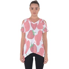 Strawberry Cow Pet Cut Out Side Drop Tee by Magicworlddreamarts1