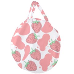 Strawberry Cow Pet Giant Round Zipper Tote by Magicworlddreamarts1