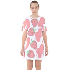 Strawberry Cow Pet Sixties Short Sleeve Mini Dress by Magicworlddreamarts1