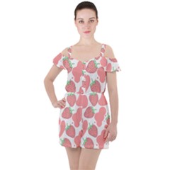 Strawberry Cow Pet Ruffle Cut Out Chiffon Playsuit by Magicworlddreamarts1