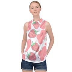 Strawberry Cow Pet High Neck Satin Top by Magicworlddreamarts1