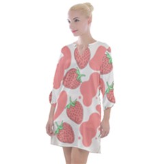 Strawberry Cow Pet Open Neck Shift Dress by Magicworlddreamarts1