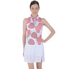 Strawberry Cow Pet Women s Sleeveless Polo Tee by Magicworlddreamarts1