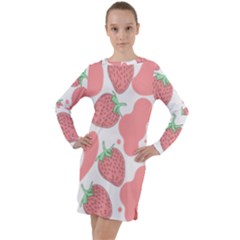 Strawberry Cow Pet Long Sleeve Hoodie Dress