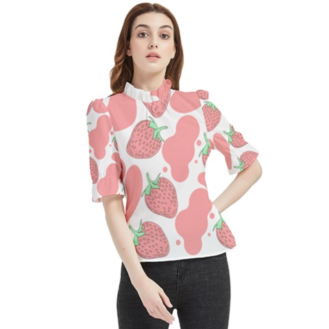 Strawberry Cow Pet Frill Neck Blouse by Magicworlddreamarts1