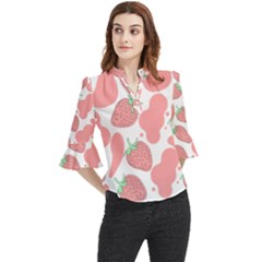 Strawberry Cow Pet Loose Horn Sleeve Chiffon Blouse