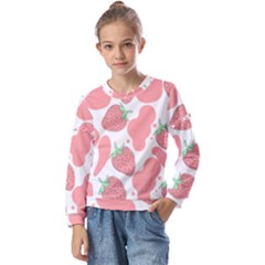 Strawberry Cow Pet Kids  Long Sleeve Tee With Frill 