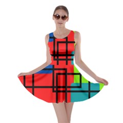 Colorful Rectangle Boxes Skater Dress by Magicworlddreamarts1