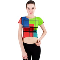 Colorful Rectangle Boxes Crew Neck Crop Top by Magicworlddreamarts1