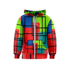 Colorful Rectangle Boxes Kids  Zipper Hoodie