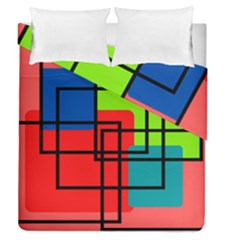 Colorful Rectangle Boxes Duvet Cover Double Side (queen Size) by Magicworlddreamarts1