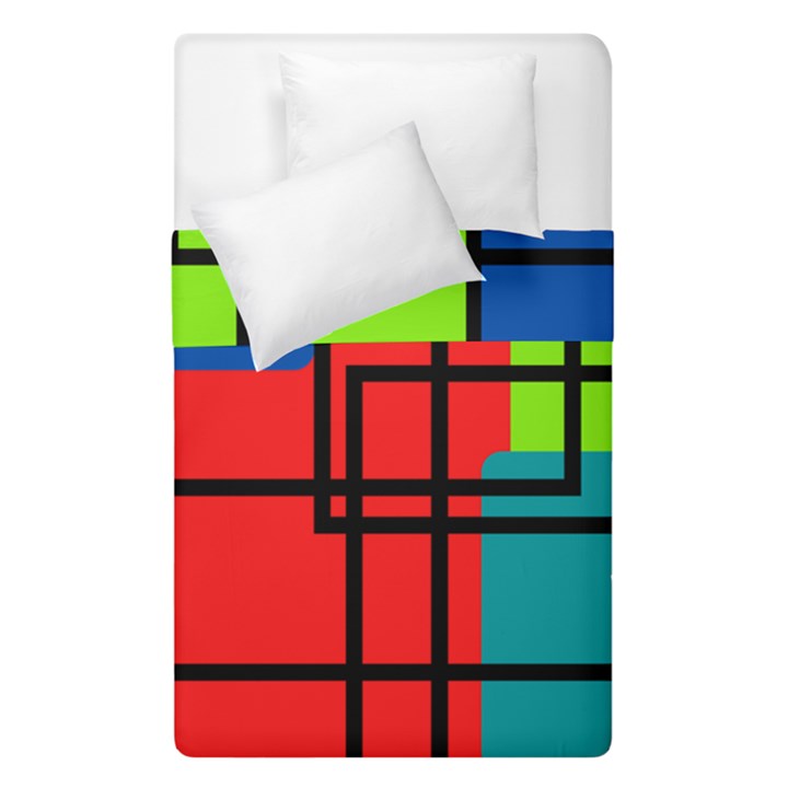 Colorful Rectangle boxes Duvet Cover Double Side (Single Size)