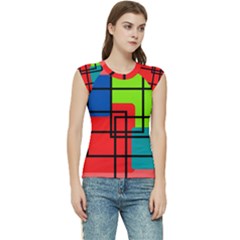 Colorful Rectangle Boxes Women s Raglan Cap Sleeve Tee