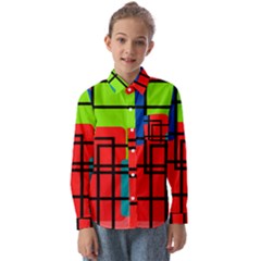 Colorful Rectangle Boxes Kids  Long Sleeve Shirt