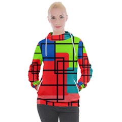 Colorful Rectangle Boxes Women s Hooded Pullover