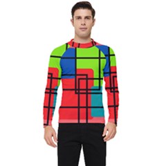 Colorful Rectangle Boxes Men s Long Sleeve Rash Guard