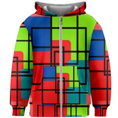 Colorful Rectangle Boxes Kids  Zipper Hoodie Without Drawstring