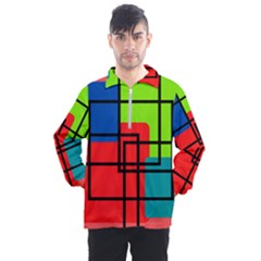 Colorful Rectangle Boxes Men s Half Zip Pullover