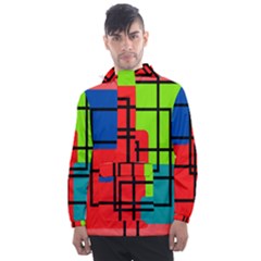 Colorful Rectangle Boxes Men s Front Pocket Pullover Windbreaker