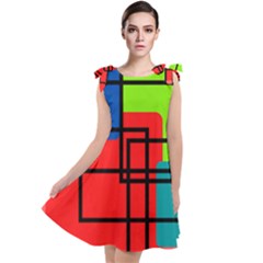 Colorful Rectangle Boxes Tie Up Tunic Dress by Magicworlddreamarts1