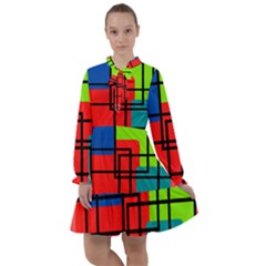 Colorful Rectangle Boxes All Frills Chiffon Dress by Magicworlddreamarts1