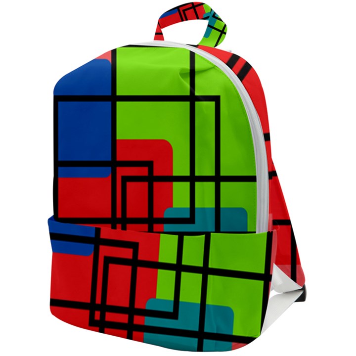 Colorful Rectangle boxes Zip Up Backpack