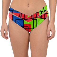 Colorful Rectangle Boxes Double Strap Halter Bikini Bottom