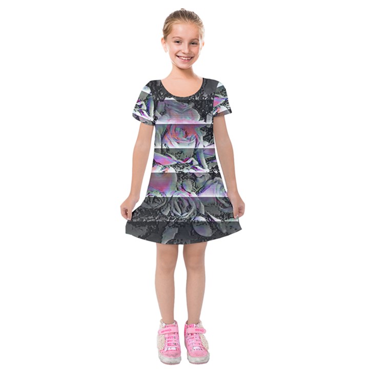 Techno Bouquet Kids  Short Sleeve Velvet Dress