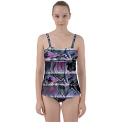 Techno Bouquet Twist Front Tankini Set by MRNStudios