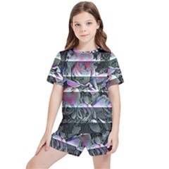 Techno Bouquet Kids  Tee And Sports Shorts Set by MRNStudios