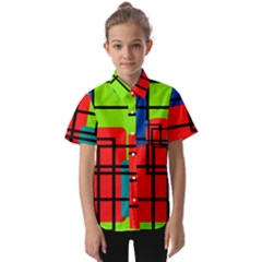 Colorful Rectangle Boxes Kids  Short Sleeve Shirt