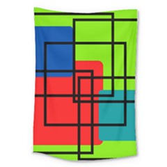 Colorful Rectangle Boxes Large Tapestry