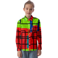 Colorful Rectangle Boxes Kids  Long Sleeve Shirt