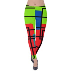 Colorful Rectangle Boxes Velvet Leggings