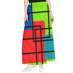 Colorful Rectangle Boxes Maxi Chiffon Skirt