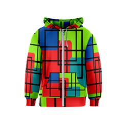 Colorful Rectangle Boxes Kids  Zipper Hoodie