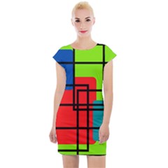 Colorful Rectangle Boxes Cap Sleeve Bodycon Dress by Magicworlddreamarts1